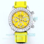 AAA Replica Rolex Daytona Yellow Dial Diamond Quartz Chronograph Watch 